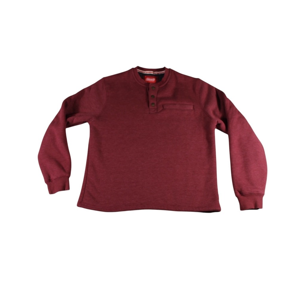 Coleman Henley Sweatshirt Mens Large Maroon Cotton Sherpa Lined Winter Outdoor